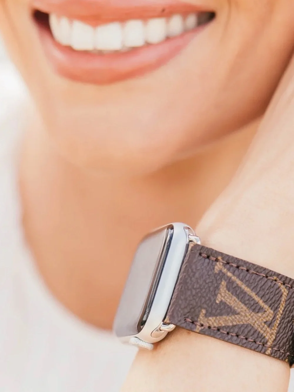 Louis Vuitton Monogram Brown Leather Smartwatch Band